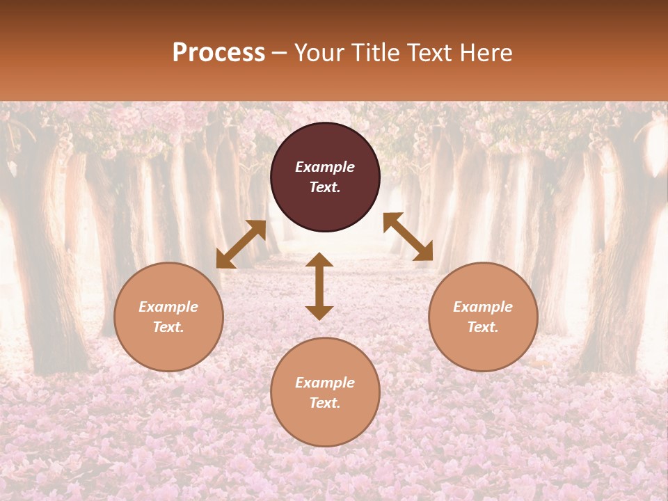A Beautiful Pink Flowered Path With Trees In The Background PowerPoint Template