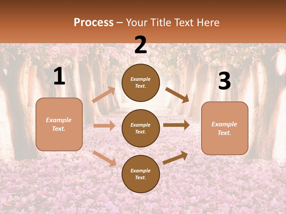 A Beautiful Pink Flowered Path With Trees In The Background PowerPoint Template