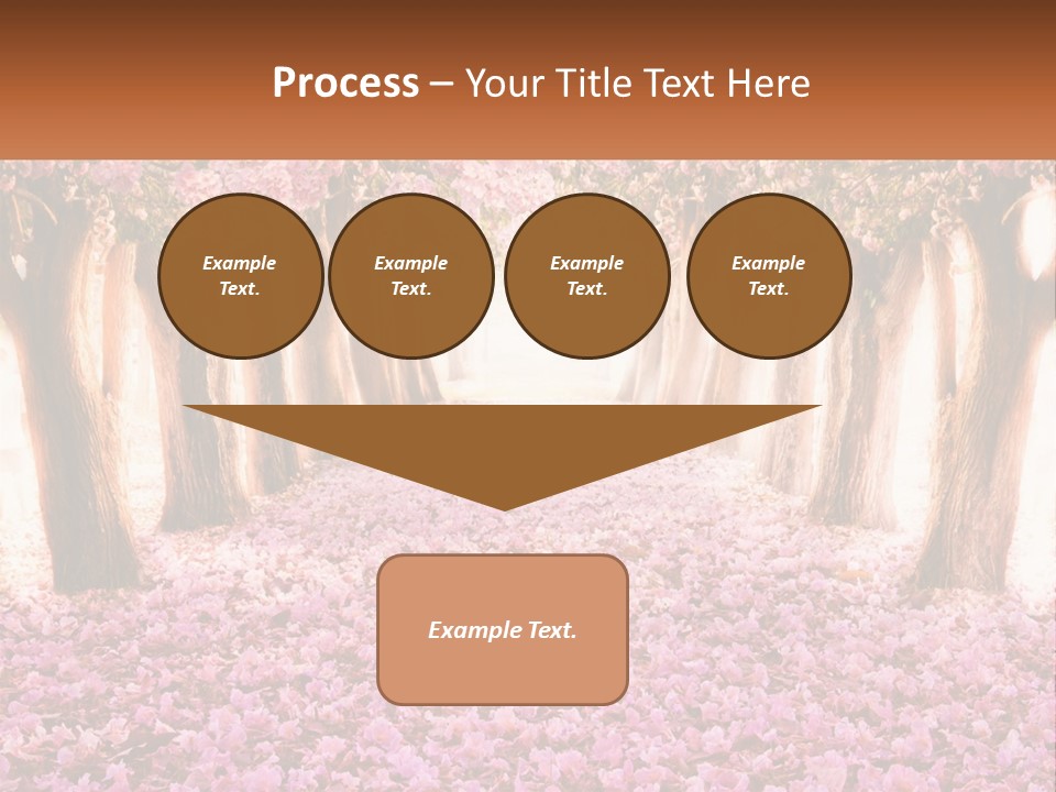 A Beautiful Pink Flowered Path With Trees In The Background PowerPoint Template