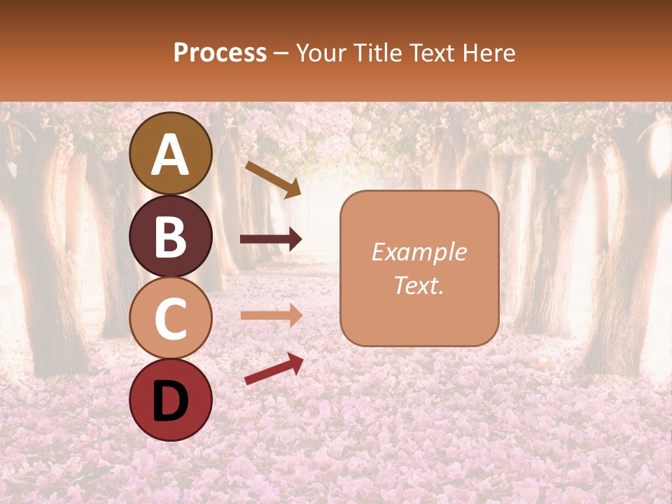 A Beautiful Pink Flowered Path With Trees In The Background PowerPoint Template