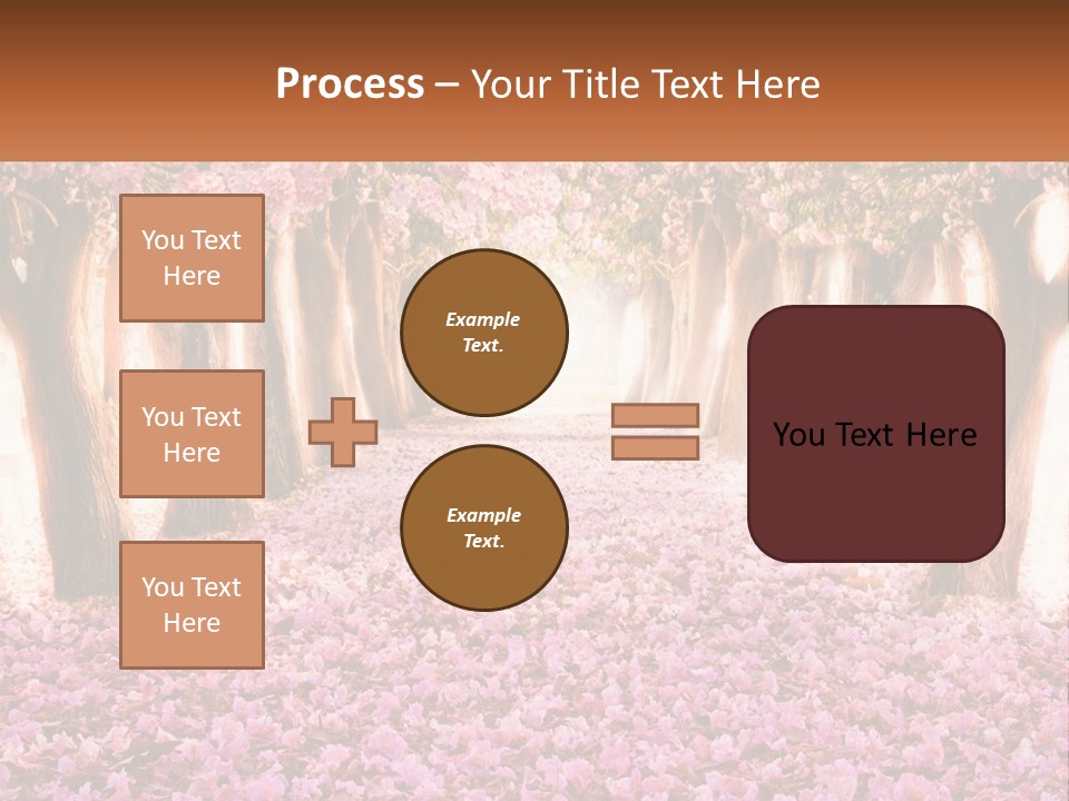 A Beautiful Pink Flowered Path With Trees In The Background PowerPoint Template