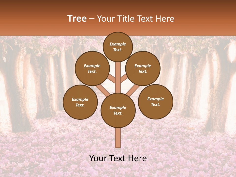 A Beautiful Pink Flowered Path With Trees In The Background PowerPoint Template