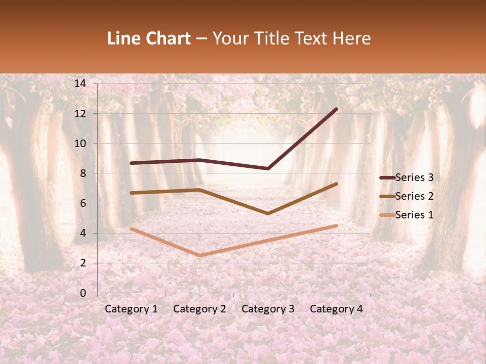 A Beautiful Pink Flowered Path With Trees In The Background PowerPoint Template