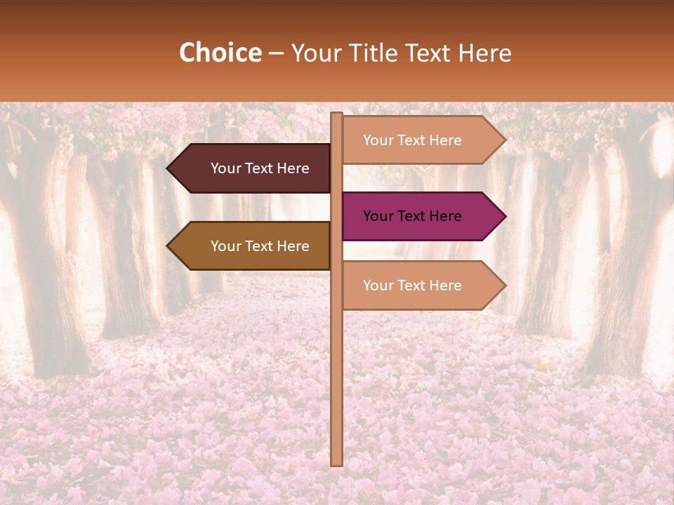 A Beautiful Pink Flowered Path With Trees In The Background PowerPoint Template