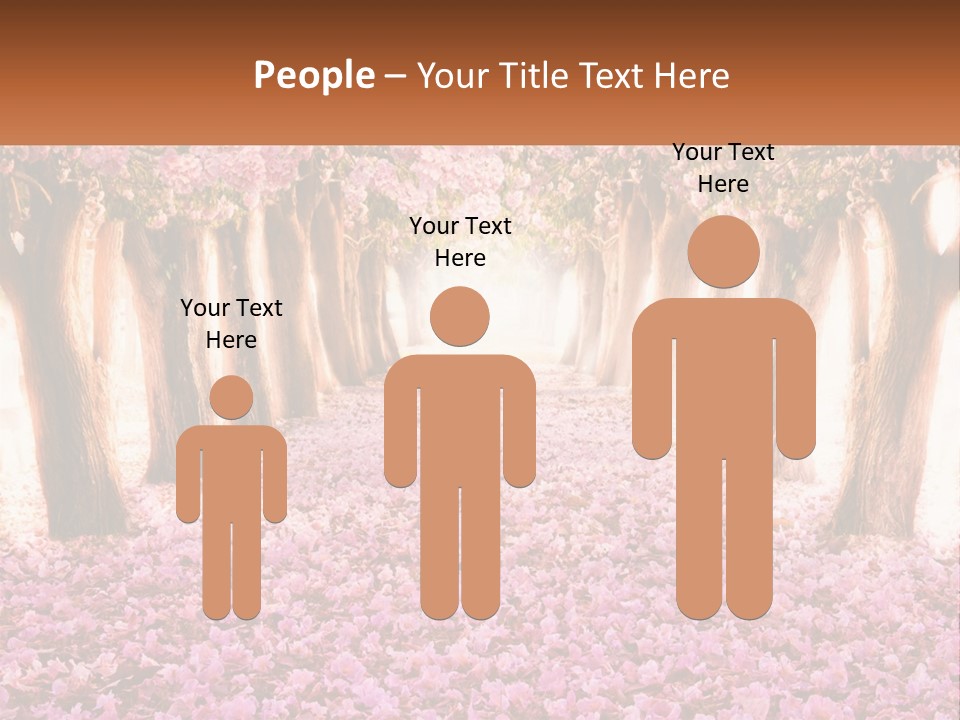 A Beautiful Pink Flowered Path With Trees In The Background PowerPoint Template