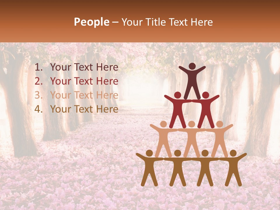 A Beautiful Pink Flowered Path With Trees In The Background PowerPoint Template