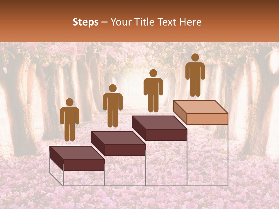 A Beautiful Pink Flowered Path With Trees In The Background PowerPoint Template