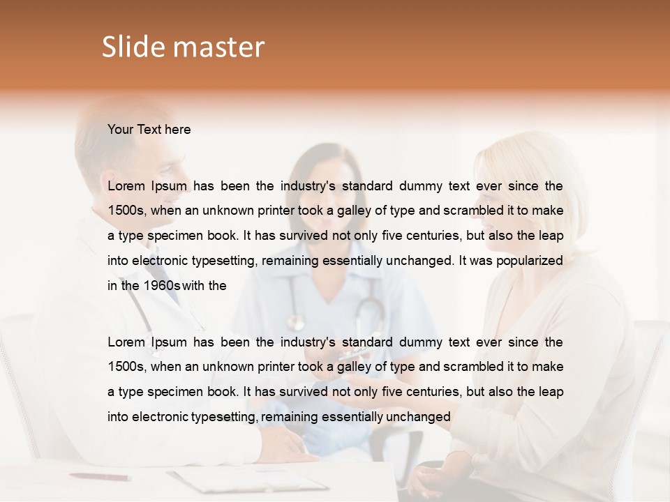 A Doctor Presenting Something To A Woman In A Meeting Room PowerPoint Template