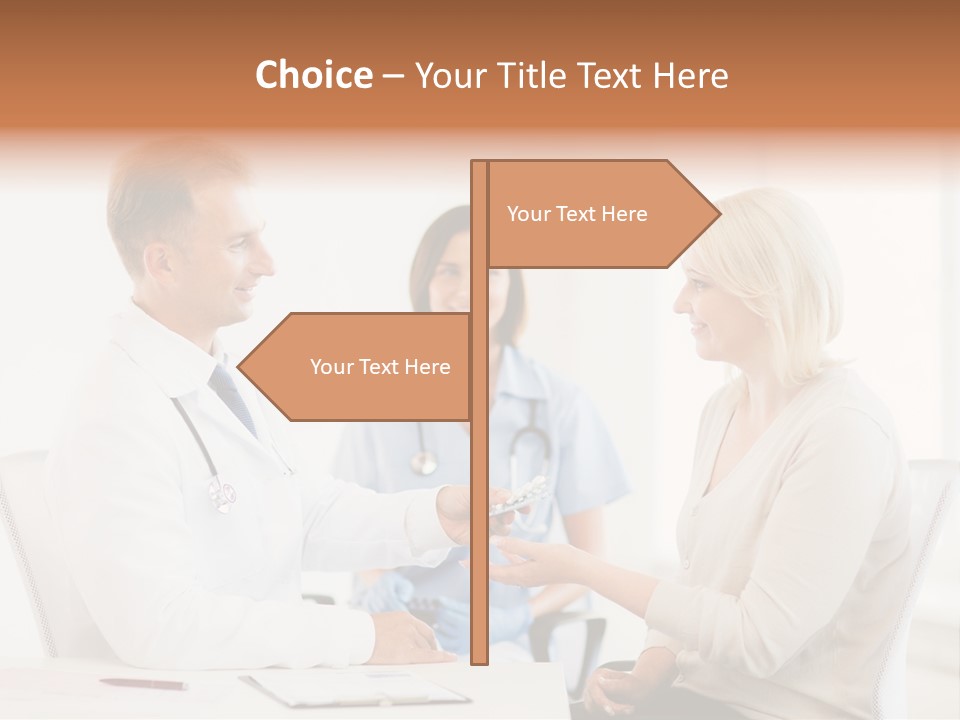 A Doctor Presenting Something To A Woman In A Meeting Room PowerPoint Template