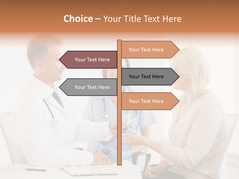 A Doctor Presenting Something To A Woman In A Meeting Room PowerPoint Template