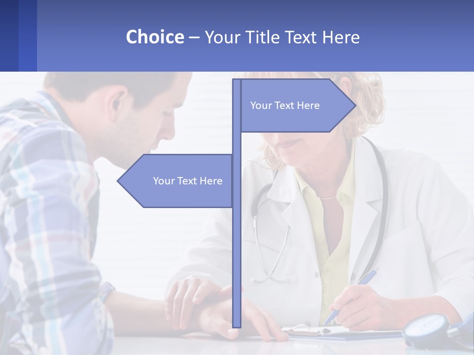 A Doctor Writing On A Clipboard Next To A Patient PowerPoint Template