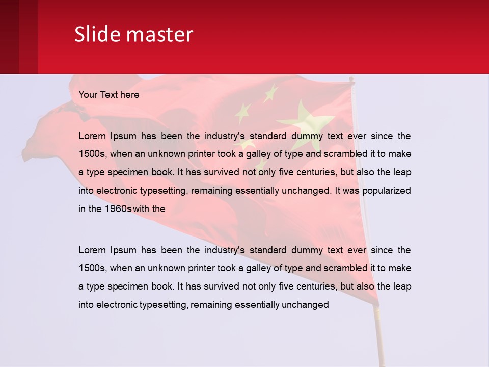 A Chinese Flag Flying In The Wind With A Blue Sky In The Background PowerPoint Template