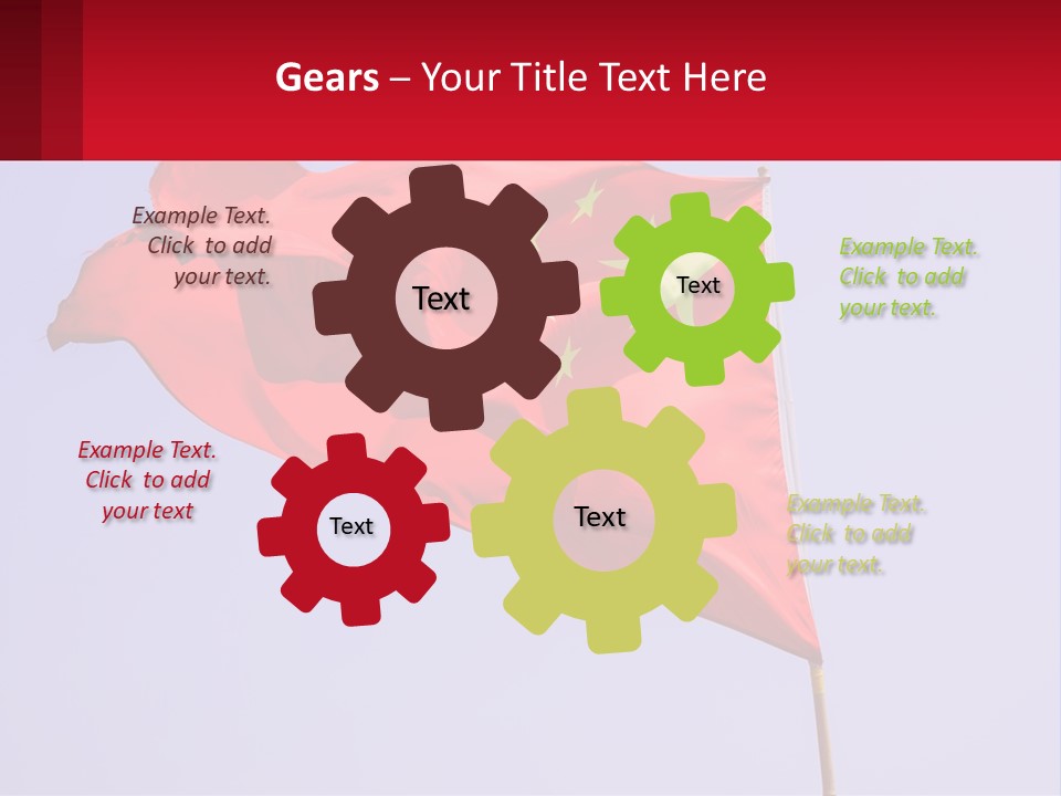 A Chinese Flag Flying In The Wind With A Blue Sky In The Background PowerPoint Template