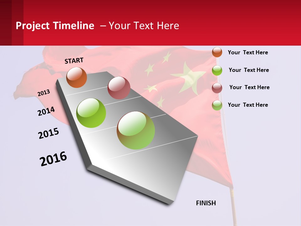 A Chinese Flag Flying In The Wind With A Blue Sky In The Background PowerPoint Template