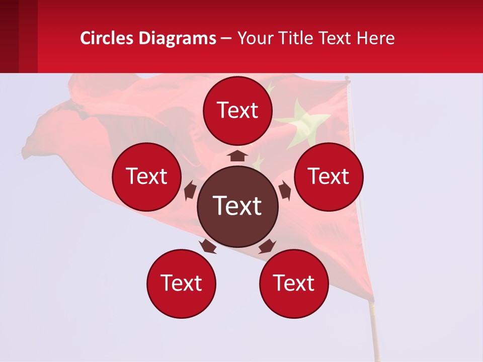 A Chinese Flag Flying In The Wind With A Blue Sky In The Background PowerPoint Template