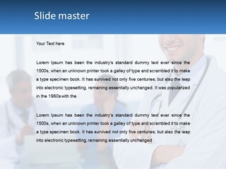 A Doctor Standing In Front Of A Laptop Computer PowerPoint Template