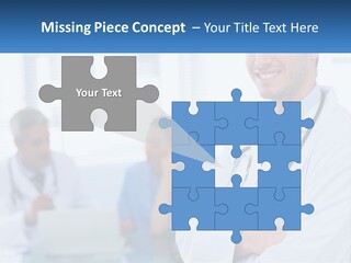 A Doctor Standing In Front Of A Laptop Computer PowerPoint Template