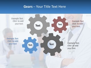 A Doctor Standing In Front Of A Laptop Computer PowerPoint Template