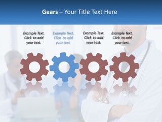 A Doctor Standing In Front Of A Laptop Computer PowerPoint Template