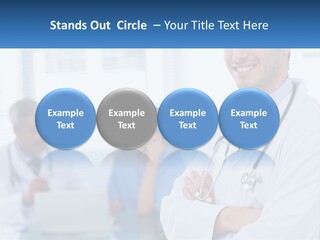 A Doctor Standing In Front Of A Laptop Computer PowerPoint Template