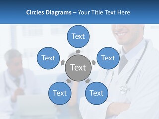 A Doctor Standing In Front Of A Laptop Computer PowerPoint Template