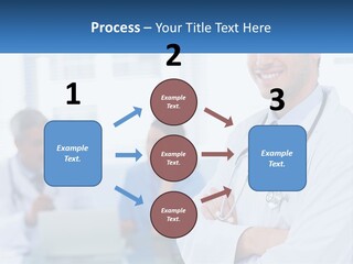 A Doctor Standing In Front Of A Laptop Computer PowerPoint Template