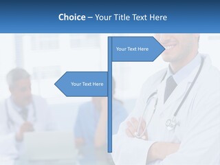 A Doctor Standing In Front Of A Laptop Computer PowerPoint Template