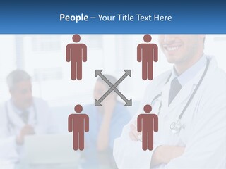 A Doctor Standing In Front Of A Laptop Computer PowerPoint Template