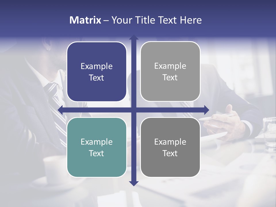 Two Men In Business Suits Sitting At A Table PowerPoint Template