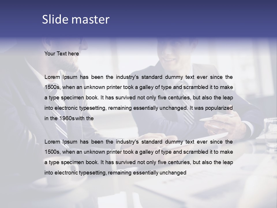 Two Men In Business Suits Sitting At A Table PowerPoint Template