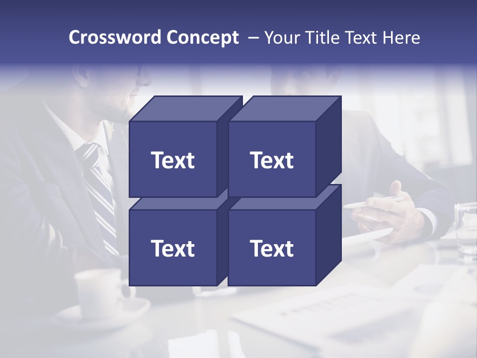 Two Men In Business Suits Sitting At A Table PowerPoint Template