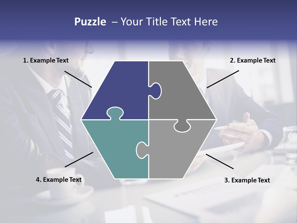 Two Men In Business Suits Sitting At A Table PowerPoint Template