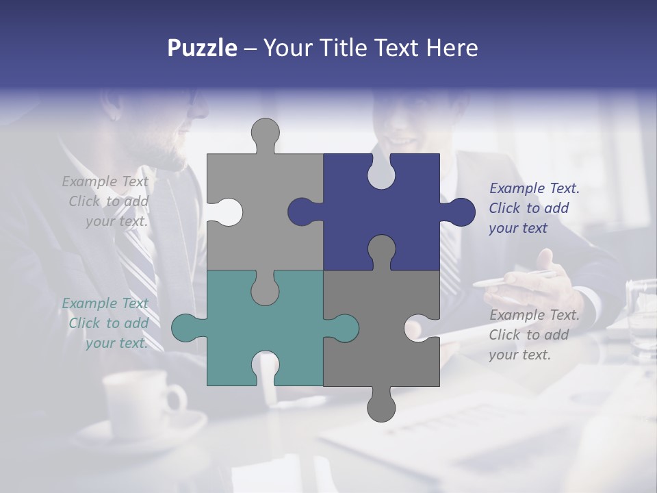 Two Men In Business Suits Sitting At A Table PowerPoint Template