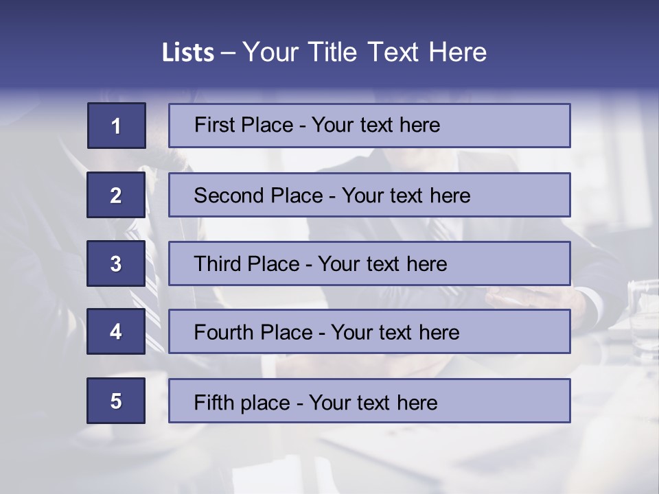 Two Men In Business Suits Sitting At A Table PowerPoint Template