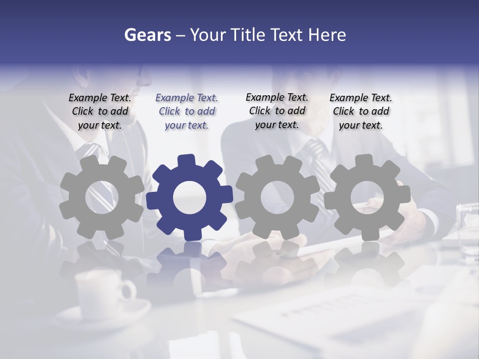 Two Men In Business Suits Sitting At A Table PowerPoint Template