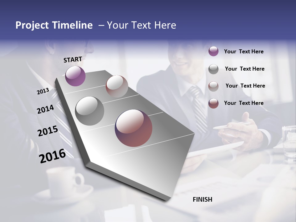 Two Men In Business Suits Sitting At A Table PowerPoint Template