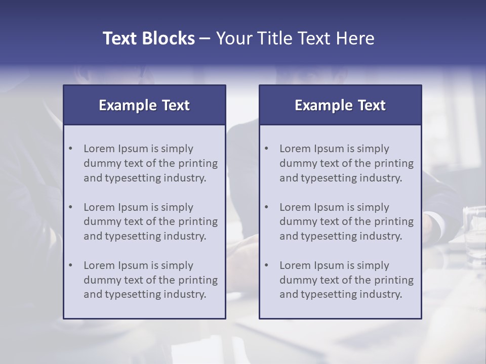 Two Men In Business Suits Sitting At A Table PowerPoint Template