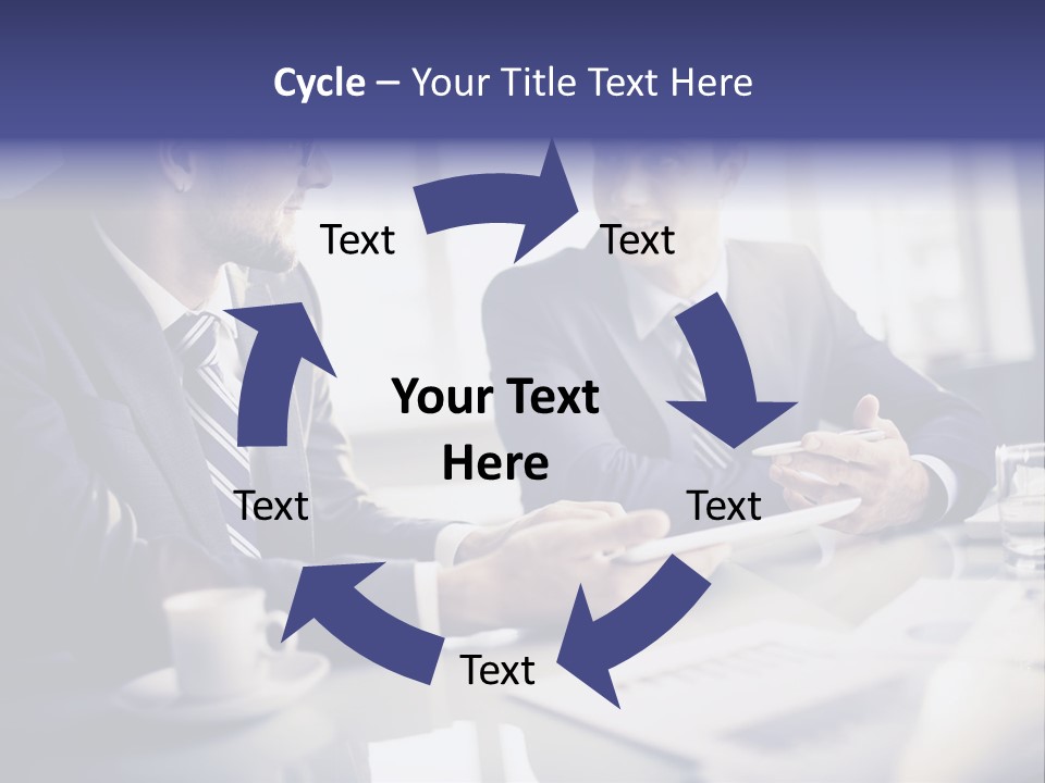 Two Men In Business Suits Sitting At A Table PowerPoint Template