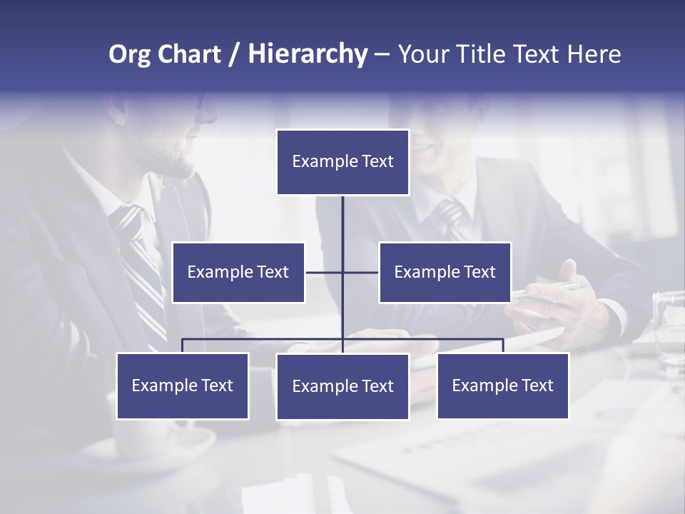 Two Men In Business Suits Sitting At A Table PowerPoint Template