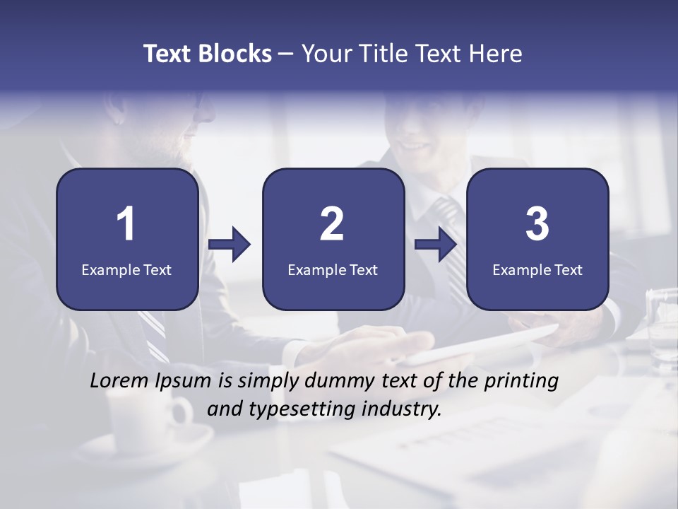 Two Men In Business Suits Sitting At A Table PowerPoint Template