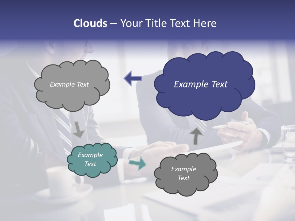 Two Men In Business Suits Sitting At A Table PowerPoint Template