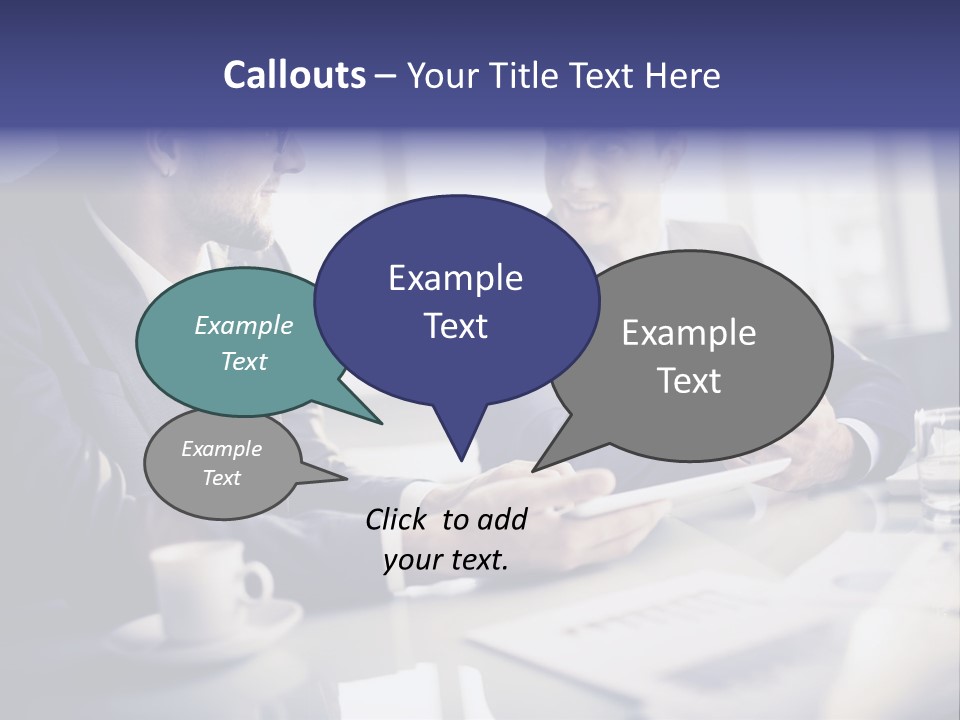 Two Men In Business Suits Sitting At A Table PowerPoint Template