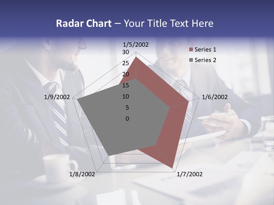 Two Men In Business Suits Sitting At A Table PowerPoint Template