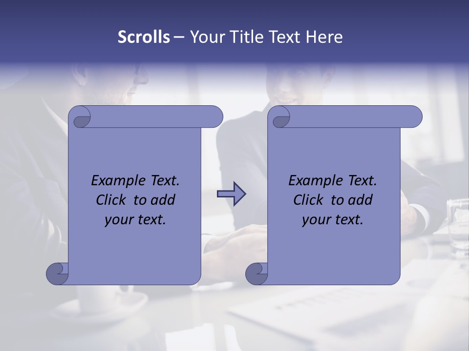 Two Men In Business Suits Sitting At A Table PowerPoint Template