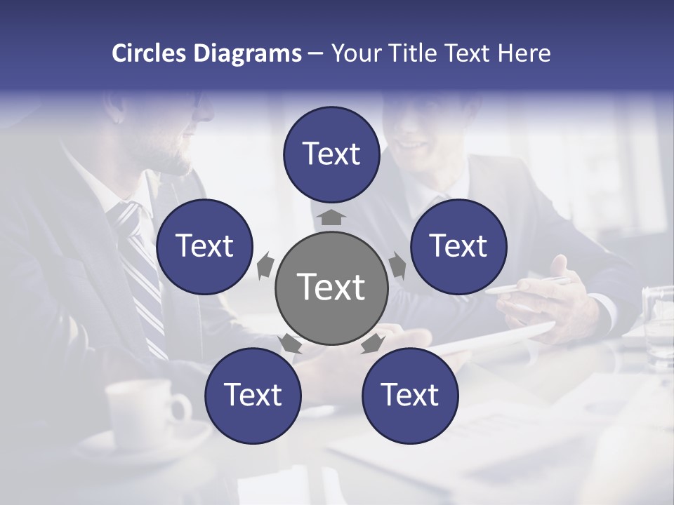 Two Men In Business Suits Sitting At A Table PowerPoint Template