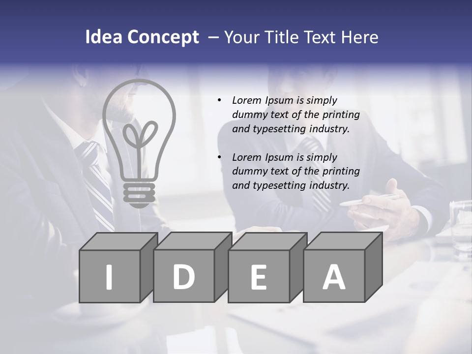 Two Men In Business Suits Sitting At A Table PowerPoint Template