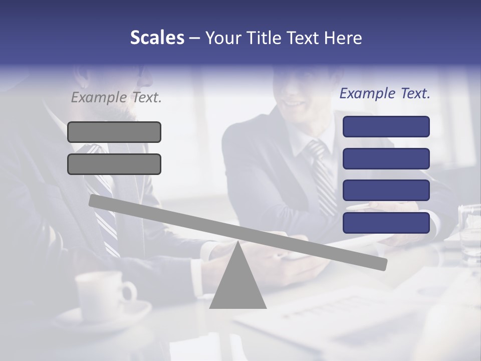 Two Men In Business Suits Sitting At A Table PowerPoint Template