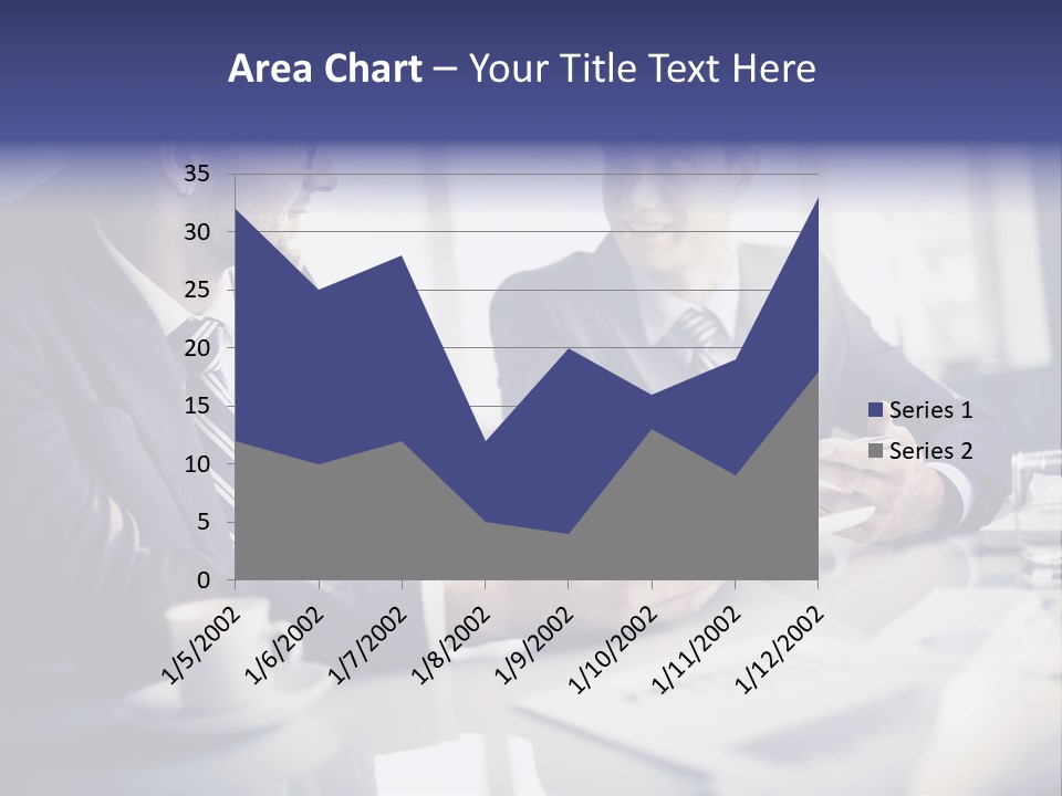 Two Men In Business Suits Sitting At A Table PowerPoint Template