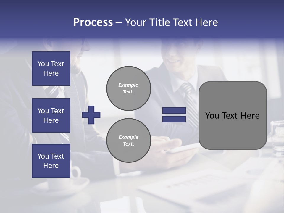 Two Men In Business Suits Sitting At A Table PowerPoint Template
