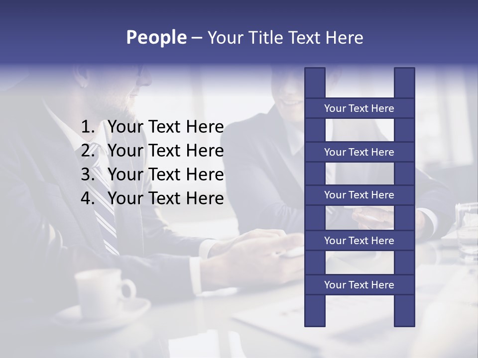 Two Men In Business Suits Sitting At A Table PowerPoint Template